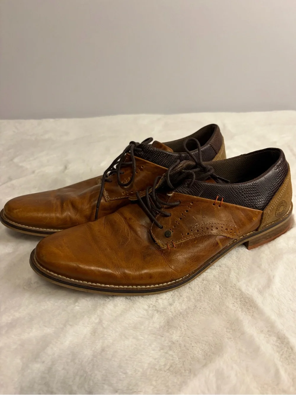 Bullboxer Alukos II Men’s 10 Brown Leather Lace Up Oxford Dress Shoes